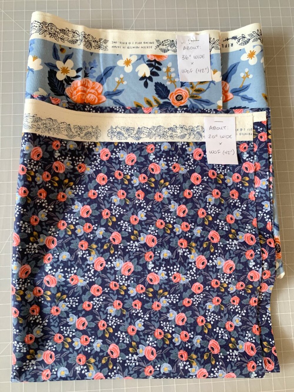 Bundle of Rifle Paper Co Fabric - Coral & Blue